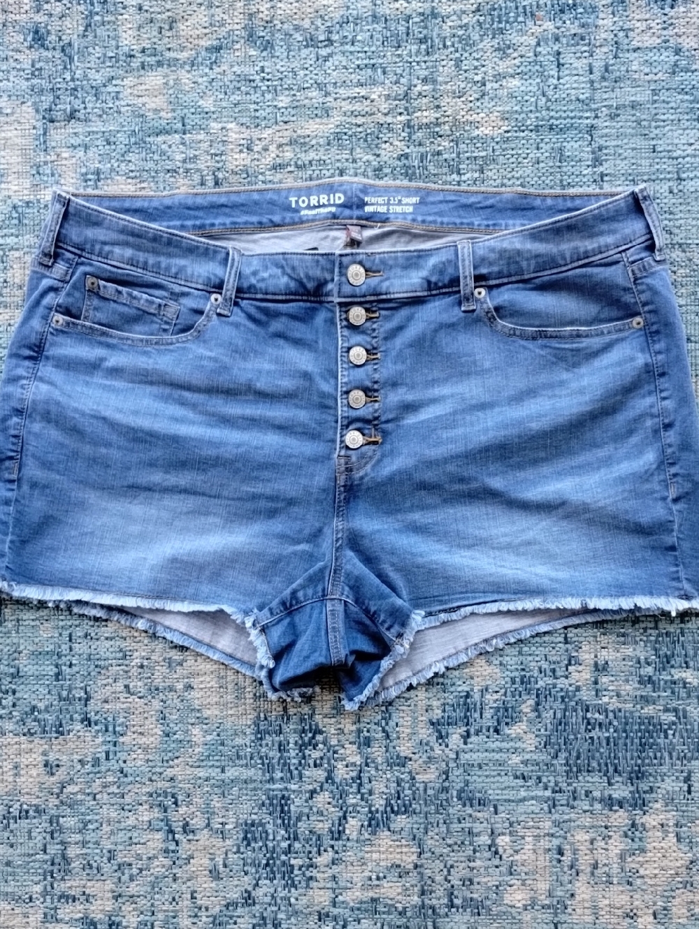 Torrid Medium Blue High-Rise Button Fly Front Denim Shorts Size 24